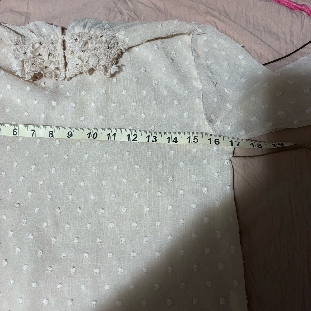 Zara cream  Sheer Fitted Blouse with Mandarin Collar xs - Picture 8 of 10